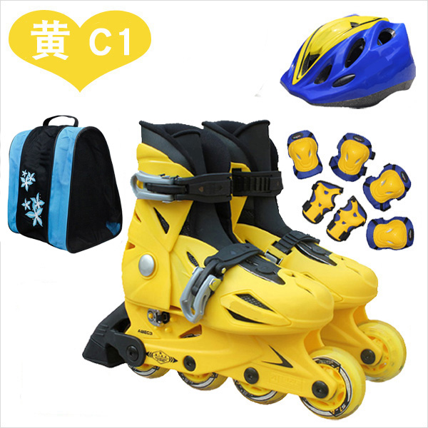 Ruo Xi one bracket children's skates beginner adjustable inline skates set roller skates men and women