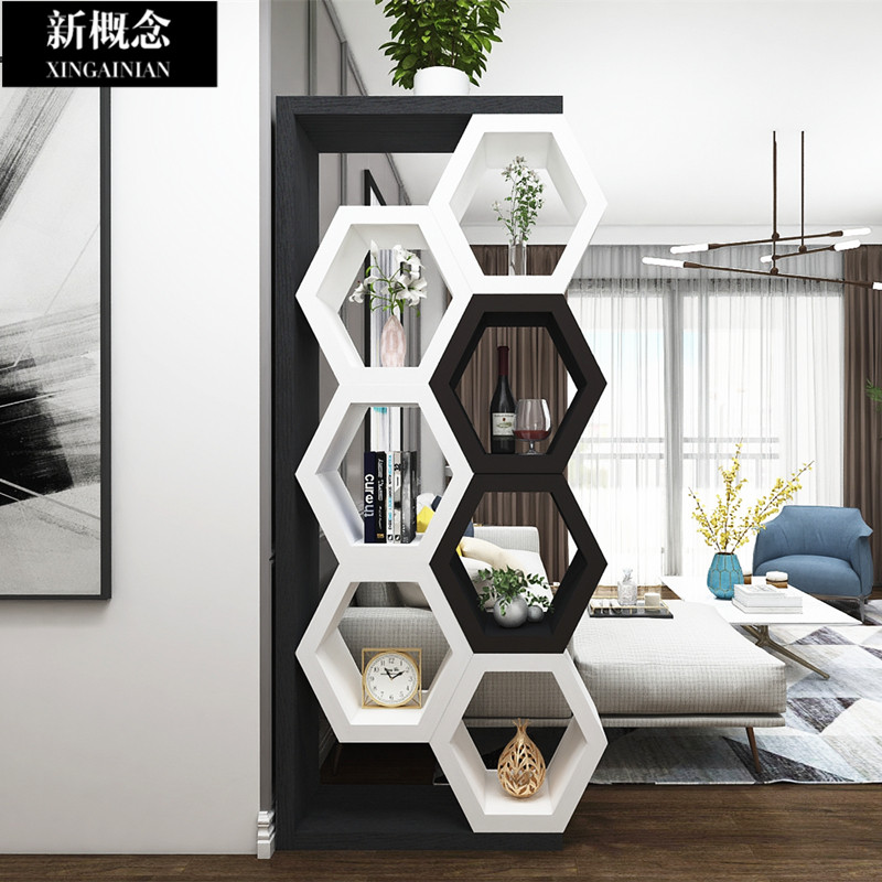 Entrance to the family Xuan Guan Cabinet Partition Modern Simple Living Room Screen Wine Cabinet Decorated Solid Wood Door Hall Shelve Racks and Wind