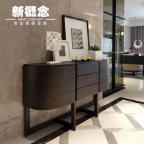 Customized new Chinese solid wood porch cabinet sideboard cabinet one wall high cabinet light luxury entrance to the porch table