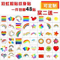 World Cup tattoo stickers Rainbow face stickers Cool camouflage face stickers custom waterproof watercolor striped face stickers tattoo stickers