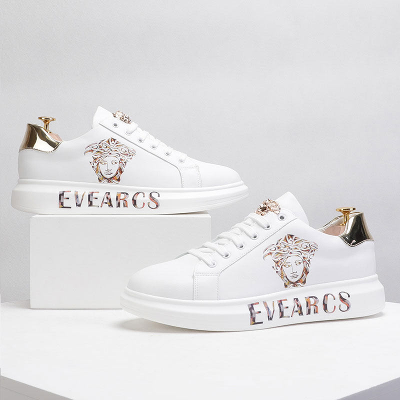 European station McQueen shoes men's Korean version of the all-match trend new 2022 explosion style inner heightened thick-soled suit small white shoes men