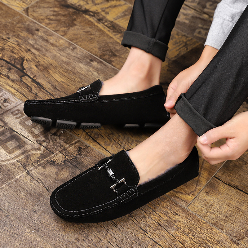 Bean Bean Shoes Men 2021 Summer New Korean Edition 100 Ride Tide Frosted Society Genuine Leather Business Casual Lefu Shoes