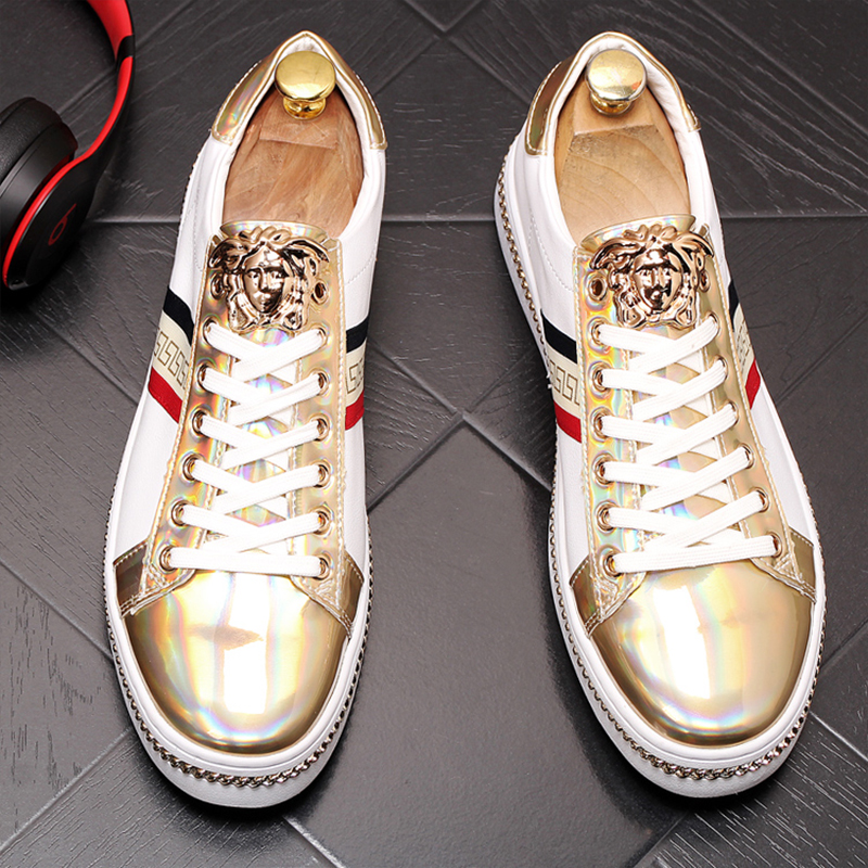 European Station Men's Shoes New sequin Butte personality Han version 100 Ride Tide Summer Casual Thick bottom heightening Colorful Lefu Shoes