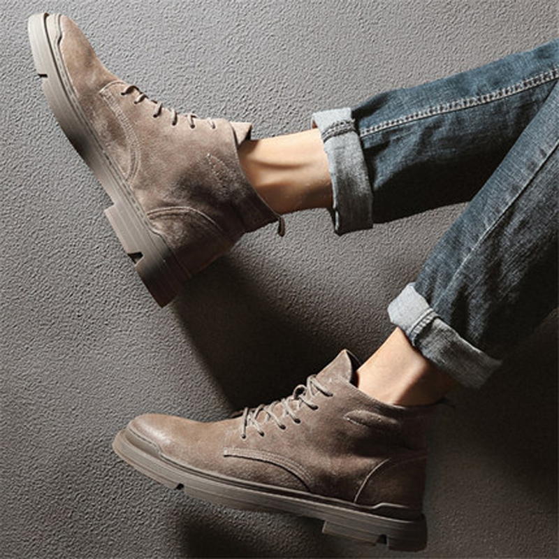 Martin boots man gush thickened with large size 100 lap heightening 2021 New autumn Winter tide Inn Cowboy Boots