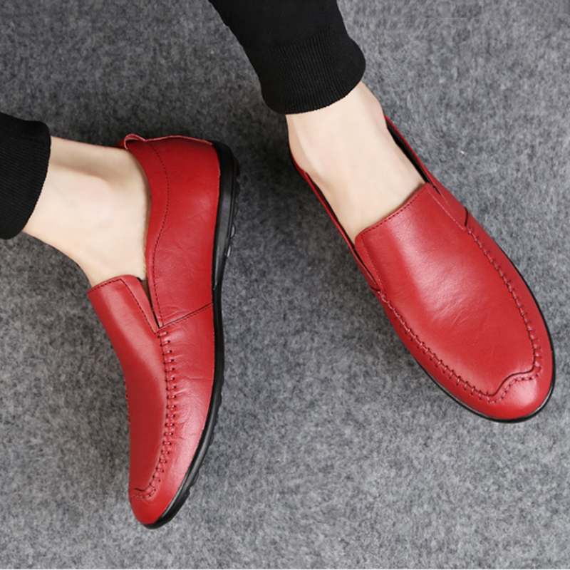 Tide Cards Men Bean shoes genuine leather One foot pedal Summer Korean version 100 hitch Personality Trend Casual Soft Bottom Sloth Shoe Tide