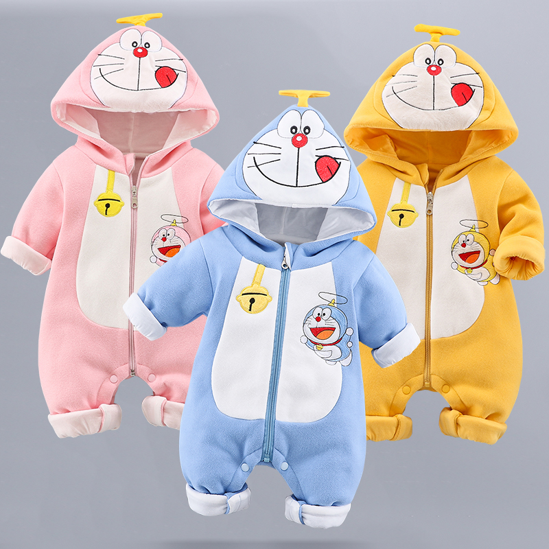 Baby double layer dress 6-12 month male newborn baby warm clothes One year old girl climbing for spring and autumn jacket