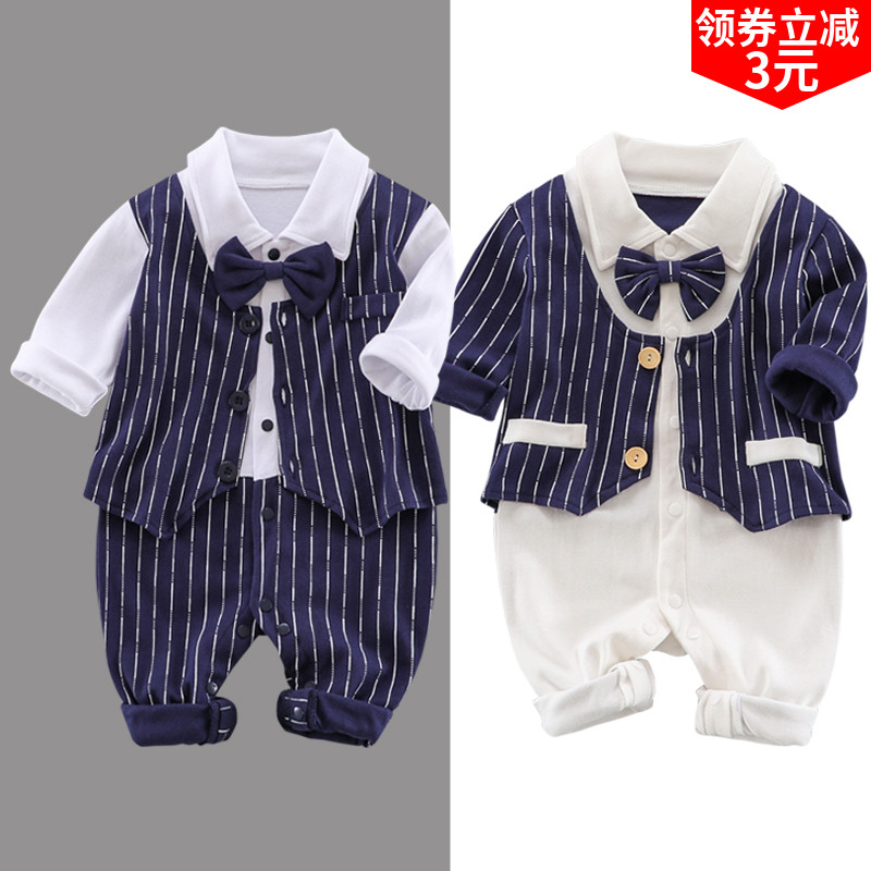 Baby's dress suit spring and autumn handsome boy's hacks 6 - 12 months clothes autumn baby crawling clothes
