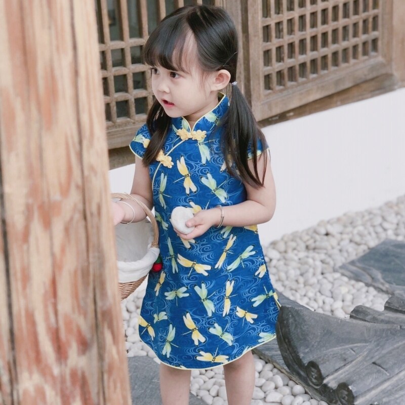 Girl Qipao Summer Short Sleeve Hanfu Children China China Wind Dress Baby Walking Show Gown Small Children Qipao