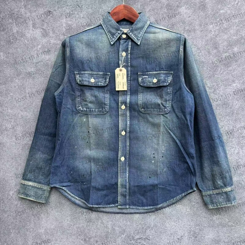 Sugar Cane Sc29474 29475 Bluedenim Washed Water-Splashed Ink Denim Shirt Hangzhou in Stock