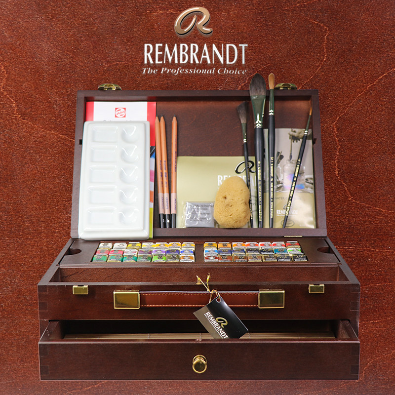 Import Terence REMBRANDT Rembrandt water color pigments Longer class pipe solid iron box wood box gift-Taobao