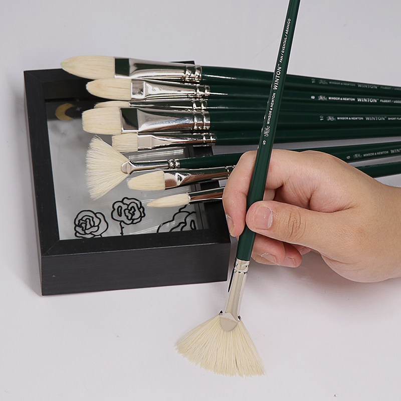 Windsor Newton Import Winton Oil Painting Pen Long head Round Head Flat Head Hazel-shaped Professional Pig Mane Oil painting Propylene Painting Pen-Taobao