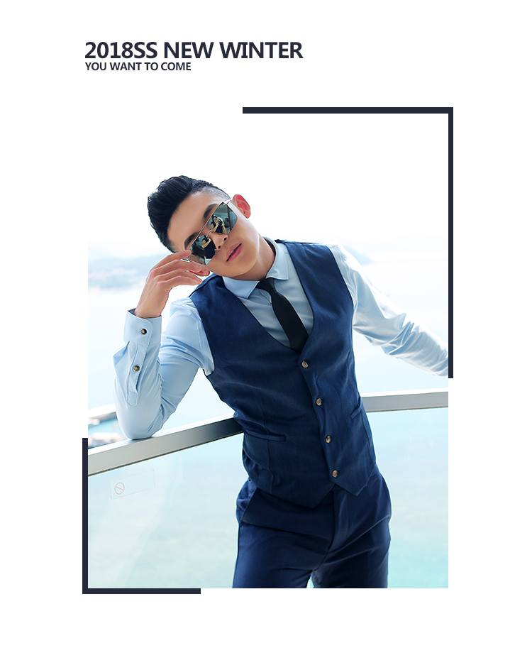 Ông Hui phù hợp với người đàn ông ba mảnh ngực đơn màu váy liền thân mỏng kinh doanh phù hợp với hôn nhân với chú rể vest nam đẹp