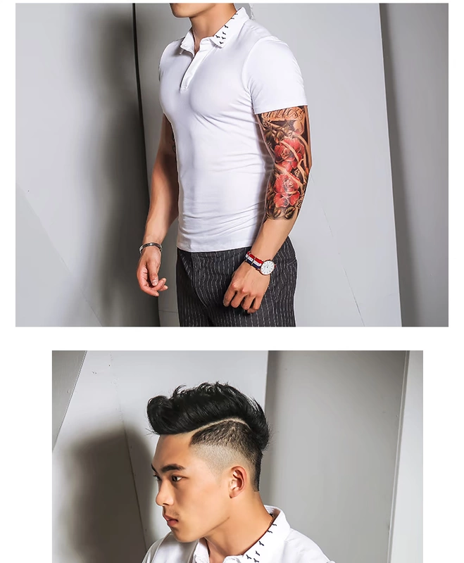 Ông Hui mùa hè mới áo sơ mi polo ngắn tay nam giản dị nam Hàn Quốc phiên bản thêu của hải âu Slim men thủy triều T đáy - Polo áo polo nam đẹp