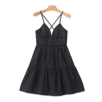 European and American suspender hollow dress, summer new A-line slimming women's mid-length mini fashion skirt 05194