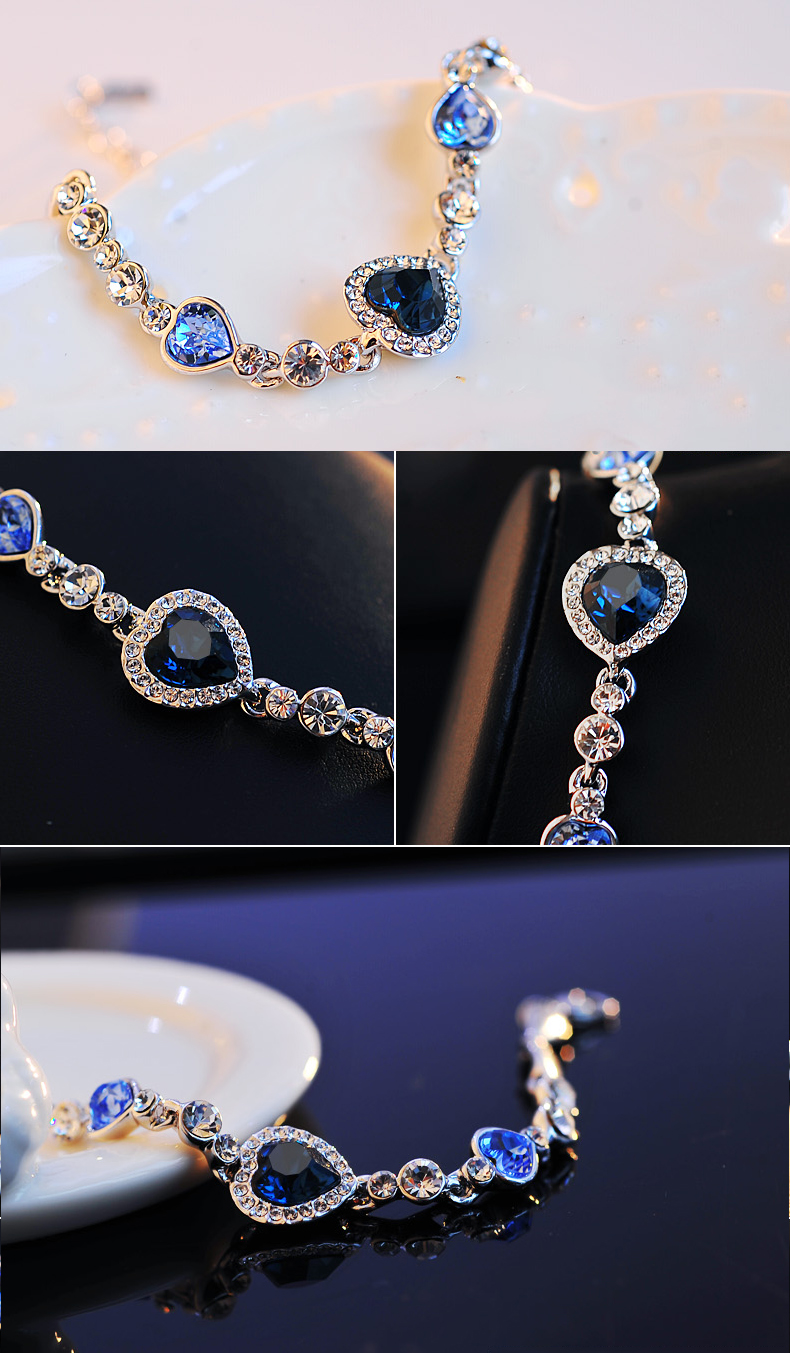 New Ocean Heart Crystal Bracelet Phiên bản Hàn Quốc Phụ kiện tay đầu tiên Trang sức Bracelet - Vòng đeo tay Cuff vòng tay đá thạch anh