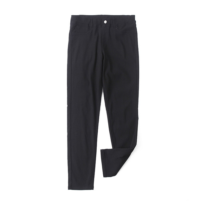 Elastic waist thin velvet outer leggings Spring and autumn elastic small feet pants Foreign trade small straight pants Women's pants X/16
