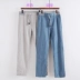 Quần cotton và vải lanh nam Quần mùa hè và mùa thu mỏng quần lanh Quần chân mỏng Quần thun co giãn eo thường quần T / 6 - Crop Jeans Crop Jeans