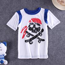 C4 - 3 Childrens new boys round collar coat in summer 2017 new large and medium children baby cartoon T - shirt