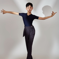 Star dance clothing Latin clothing adult children mens practice clothing performance clothing class uniforms slim short-sleeved professional texture