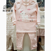 (CreamHouse) Korean pink sika deer striped baby girl spring autumn clothing underwear set