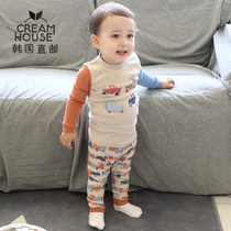 (CreamHouse) Korea cute car baby boy elastic cotton spring and autumn clothing underwear suit
