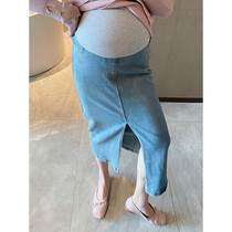 MJ maternity wear spring and summer new fashion slit denim skirt trendy mother versatile skirt