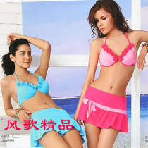 Whale shark three-piece steel braces thick chest cushion chest skirt bikini swimsuit