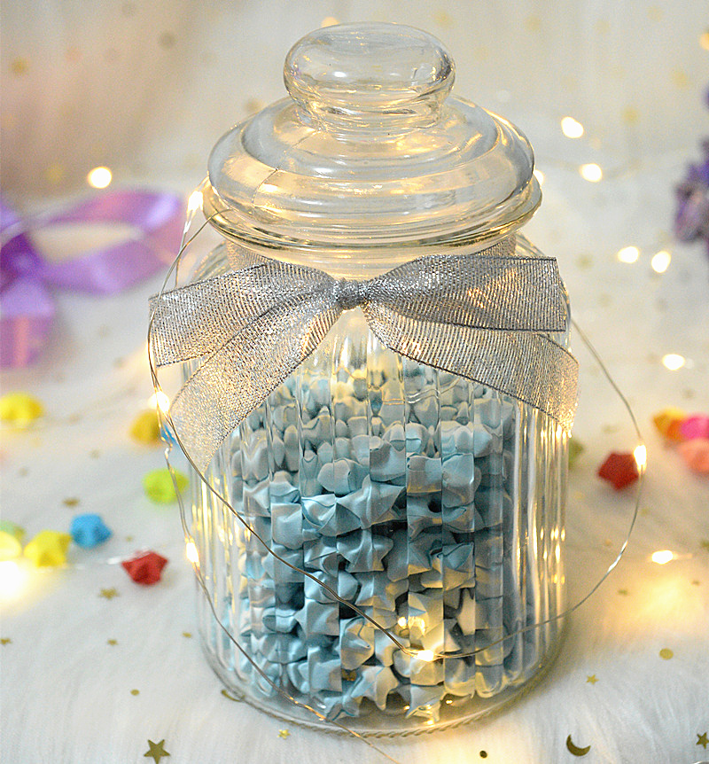 Creative Lucky Star Bottle Empty Transparent Glass Wishing Bottle Ocean Bottle Origami Folded Finished Drifting Birthday Gift