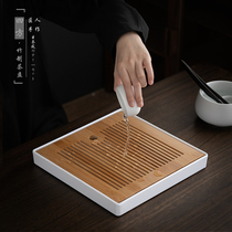 Sun-style tea tray Home Bamboo Trays Water Storage Utilita Tea Tocha Tea Bearing Tea Drinking tea Dry Bubble Pan Quadrilateral Small Tea Table