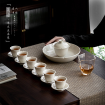 Home Kung Fu Tea Set Sun Style Retro Grass Wood Grey Lid Bowl Teacup of the Living Room Office Tea tea apparatus