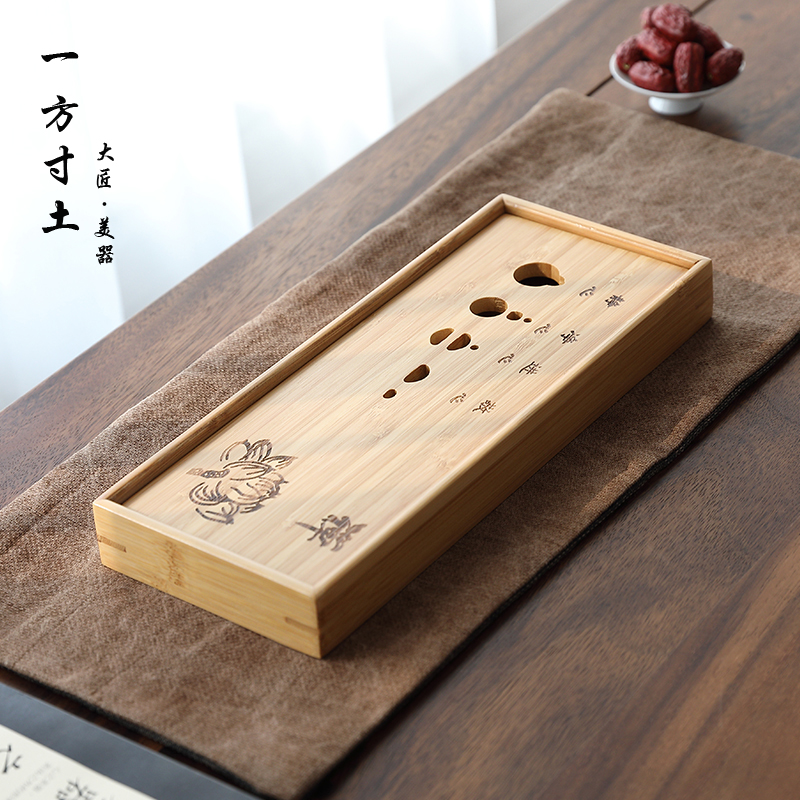 Bamboo small tea tray Rectangular Brief About Home Water Storage Dry Bubble Table Day Style Kongfu Tea with Tea Trail
