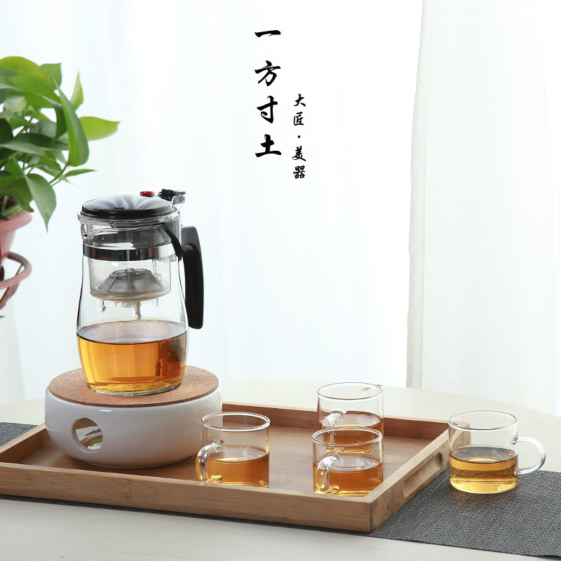 Elegant cup teapot office tea cup heating filter glass teapot base household tea separation tea set