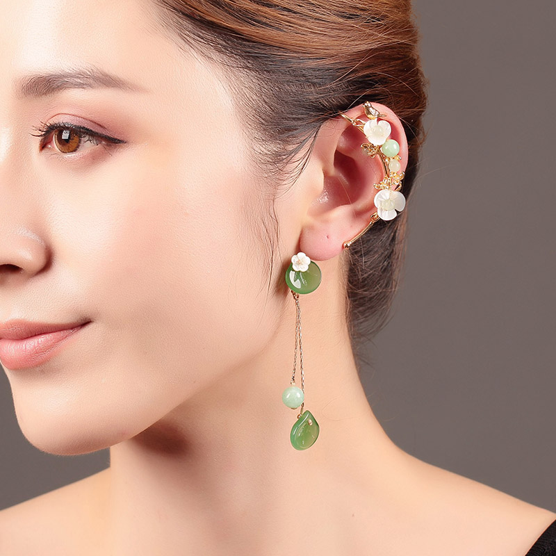 Ancient wind ear pendant without otolehole Hanfu superfairy winding ears small flower flow Suearrings Ancient fitting ear-hanging women's earrings