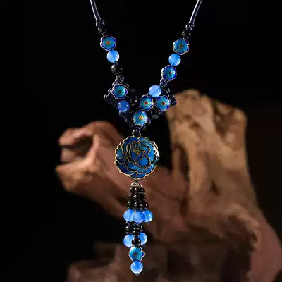 Ethnic style sweater refining long version Chinese style clothes pendant atmospheric pendant accessories decoration retro style necklace female