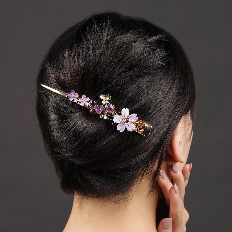 Duckbill clip Large horn clip back of the head Elegant dish hair shell head flower hair clip net red headdress word clip female