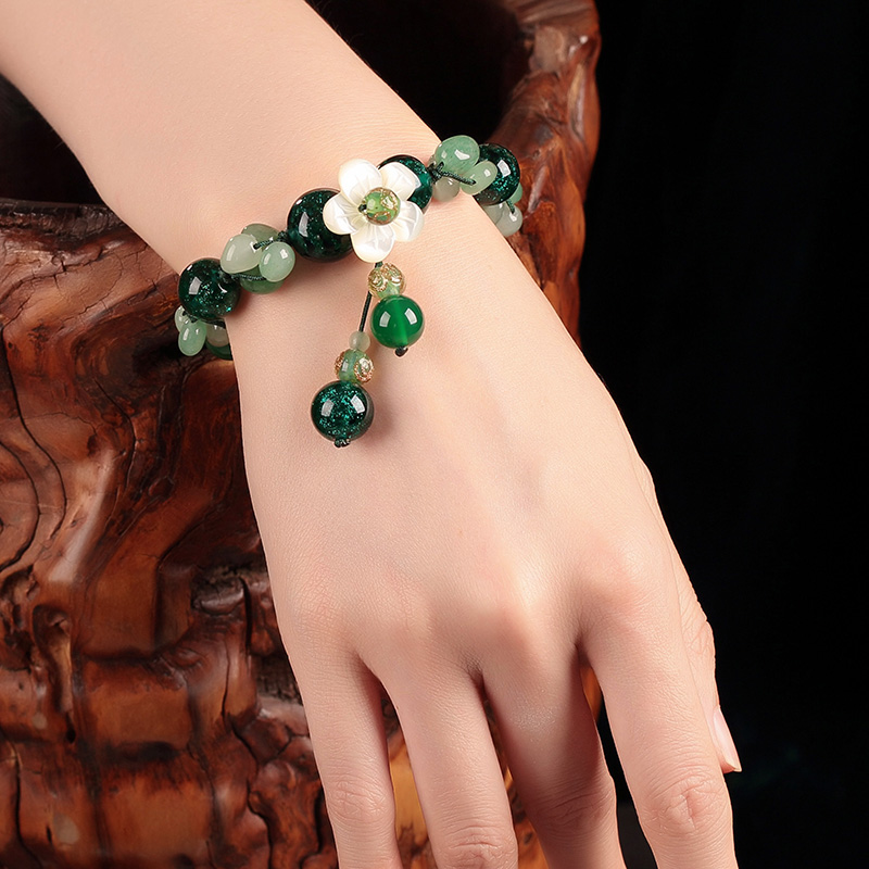 Dongling Yu Renaissance Bracelet Green Glass String National Rope Landlord Inn Original Design Accessories