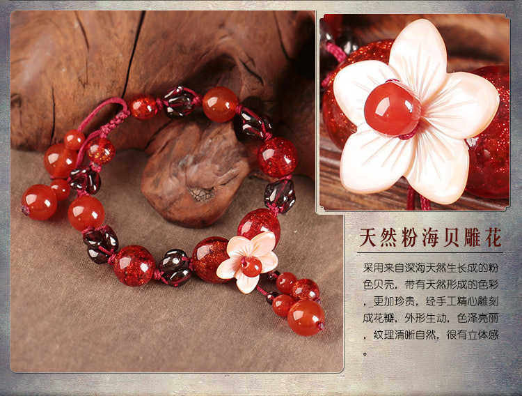 Phong cách cổ xưa gió quốc gia sợi dây màu đỏ vòng đeo tay nữ garnet bracelet Hàn Quốc phiên bản của cá tính đơn giản tráng men đồ trang trí ...