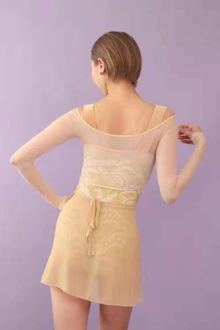 (Spot) Japan unoa ballet multi-color mid-sleeved long-sleeved mesh blouse