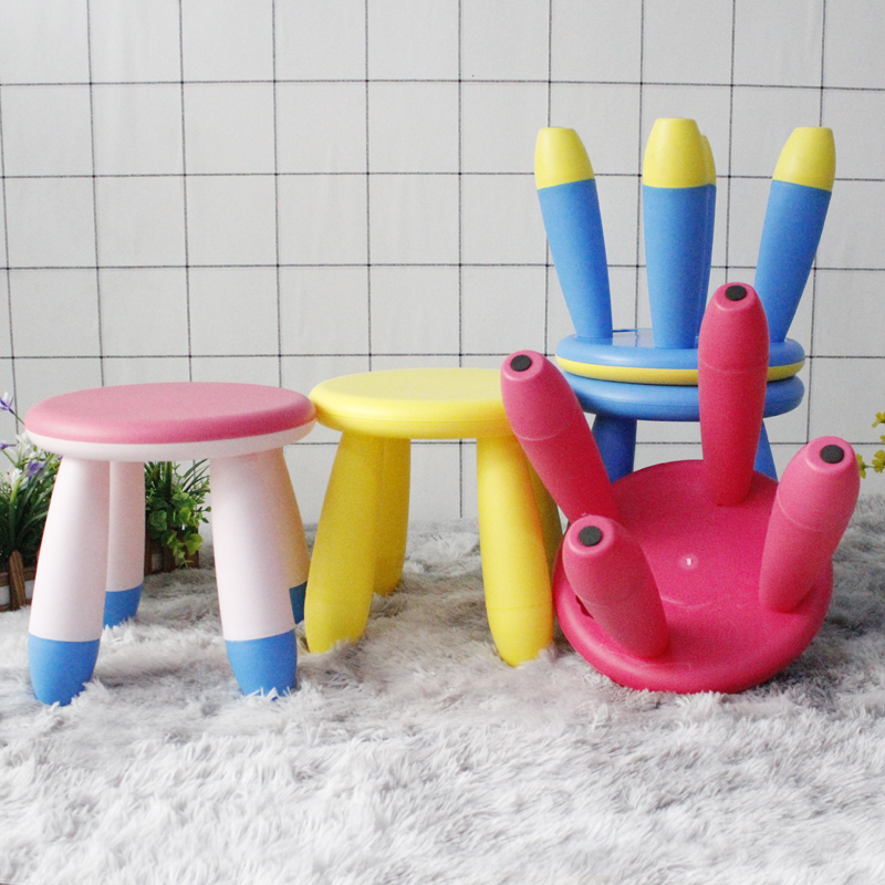 Sharp Manufacturers Straight Hair Plastic Non-slip Stool Universal Short Stools Children Learn Step Kindergarten Cartoon Mushrooms Small Bench