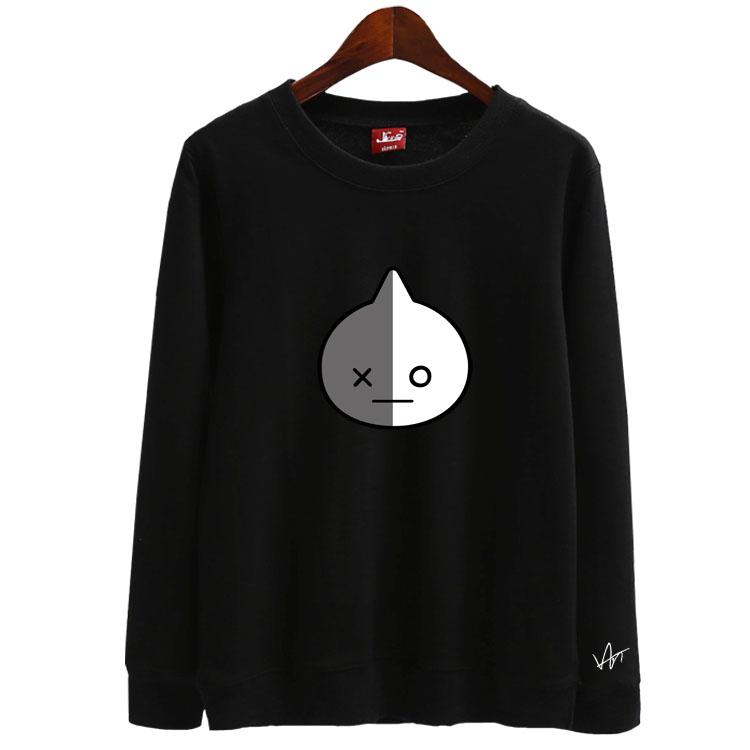 BTS Bulletproof Youth League BT21 Công viên Ji-soo Kim Tae-Heng Tian-Yi Guo với phim hoạt hình vòng cổ áo thun áo len áo măng tô nữ