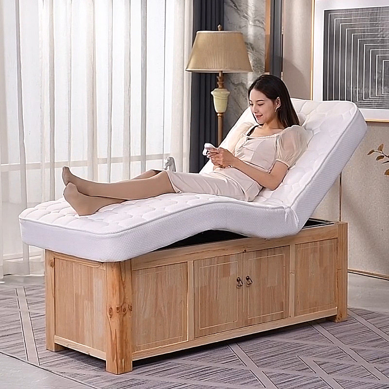 Double Electric Solid Wood Beauty Bed High-end Beauty Salon Special Massage Bed Physiotherapy Bed Home Latex Pushback Bed Beauty