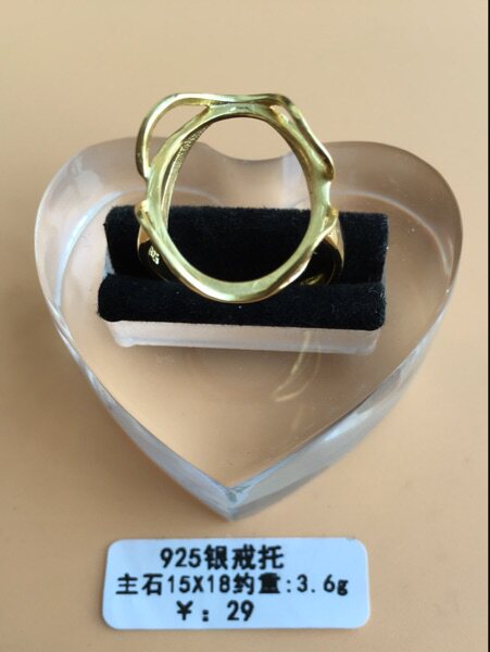 Manufacturer direct sales S925 silver plated gold amber wax green gold agate with stylish style opening 15x19