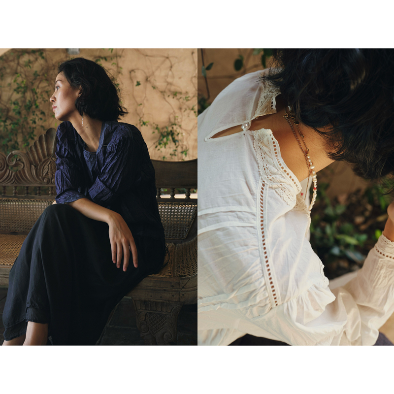 Beerkun Fairy's Shirt Is Heavily Crafted yet Lightweight, Made with Three Types of Lace, Pleated Back Collar Button-Up Shirt