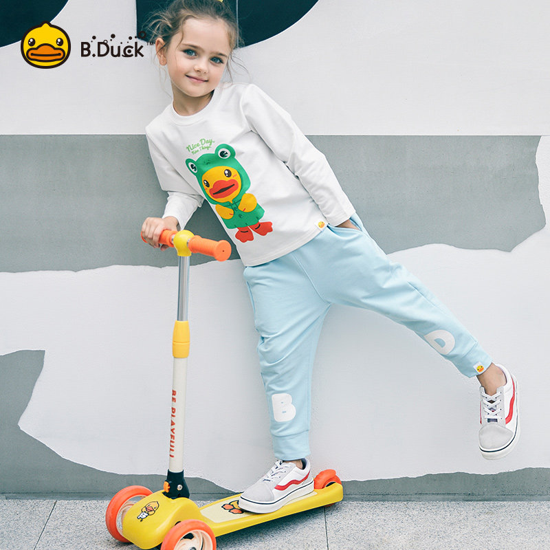 B Duck yellow duck children's scooter 1-3-6-12-year-old boys and girls one-legged children pedal slip