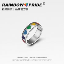 RainbowPride Rainbow titanium steel ring Mens and womens fashion ring LGBT couples same-sex LES like-minded