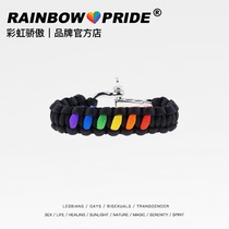 RainbowPride six color rainbow woven bracelet outdoor hand rope adjustable steel buckle umbrella rope LGBT pride bracelet