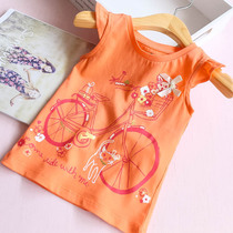 Casual anime cartoon summer baby virgin baby pure cotton printed flying sleeve T-shirt sleeveless small vest 2021 size 80
