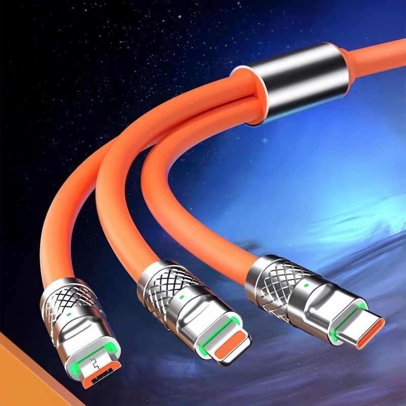Genuine 8800W Super Flash Charging Fast Charging Three-In-One Data Cable Suitable for All Mobile Phones