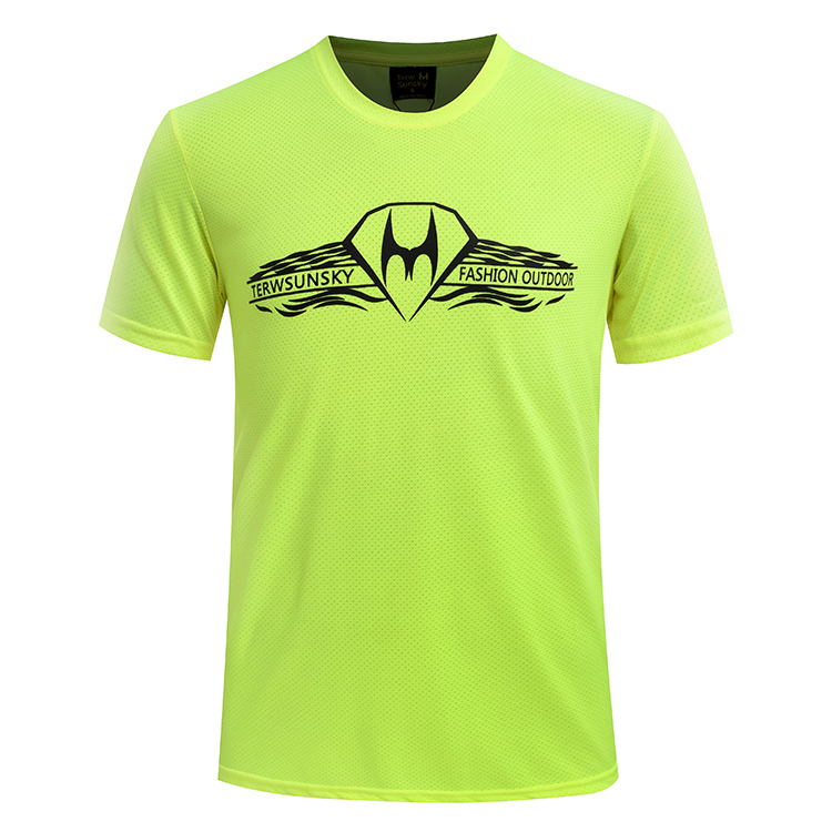 High breathable perspiration outdoor mesh speed dry T-shirt male short sleeve loose large size movement suction sweaty running round collar T-shirt