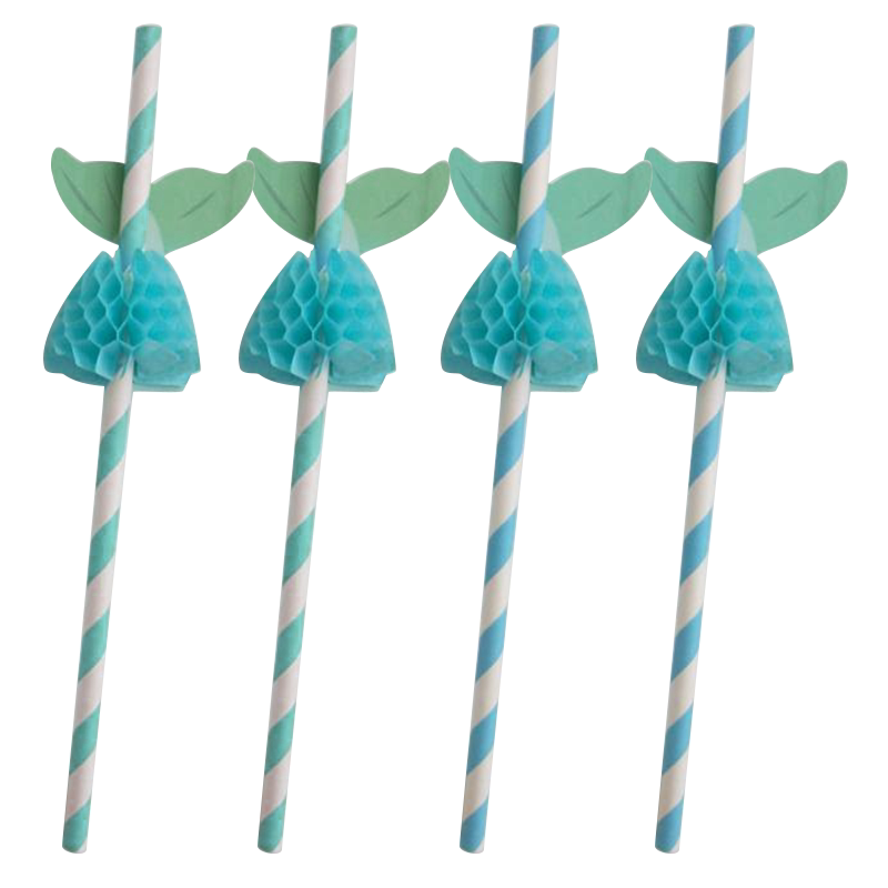 Mermaid Paper Straw Honeycomb Craft Straw Mermaid Cartoon Straw Drink Juice Cocktail Decorative Straw